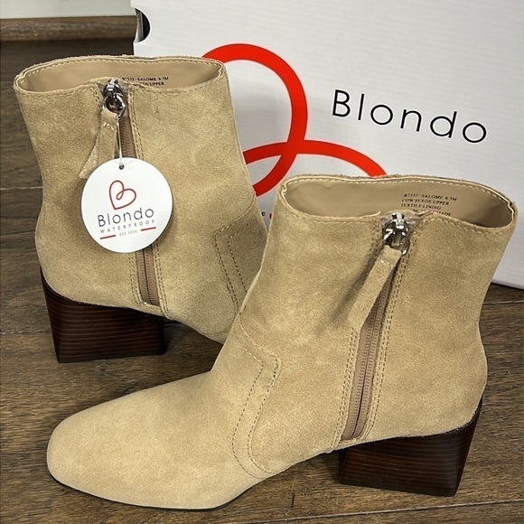BLONDO Salome Suede Ankle Boots Taupe Sz 6.5 NIB - Picture 1 of 10